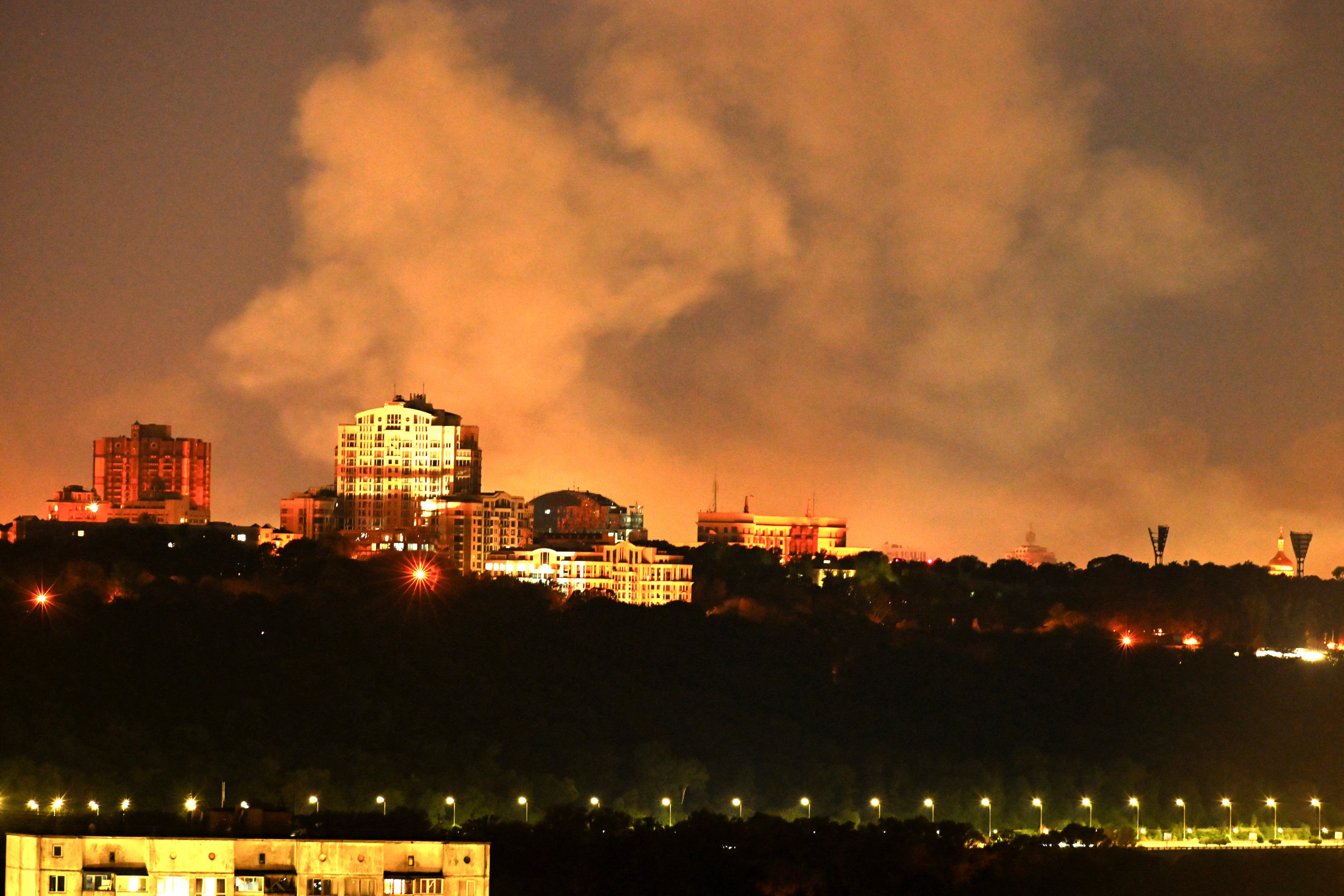 Smoke rises from missiles launched by Russia in Kyiv