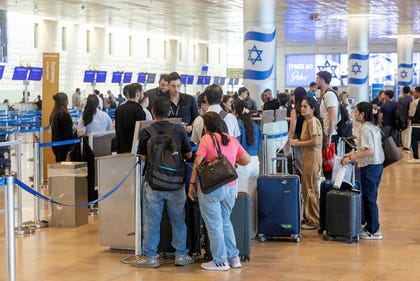 Passengers arrive at the departures hall of Ben Gurion Airport near Tel Aviv during the Iran conflict, in April. Credit: Eyal Toueg Passengers arrive at the departures hall of Ben Gurion Airport near Tel Aviv during the Iran conflict, in April.