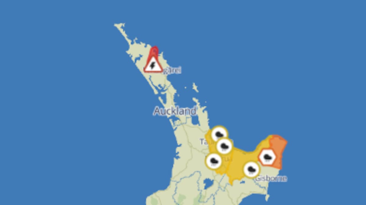 Northland severe thunderstorm warning lifted, East Coast still under heavy rain warning