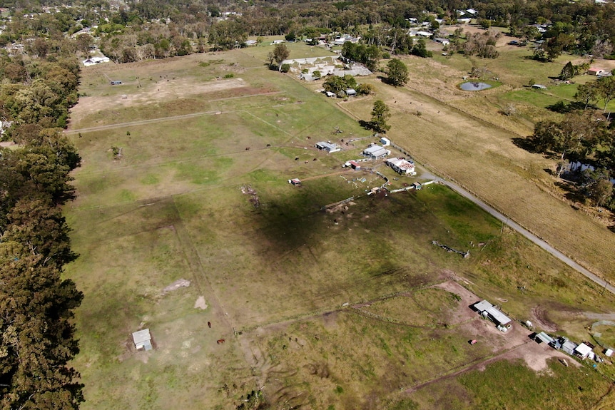an aerial shot of a field