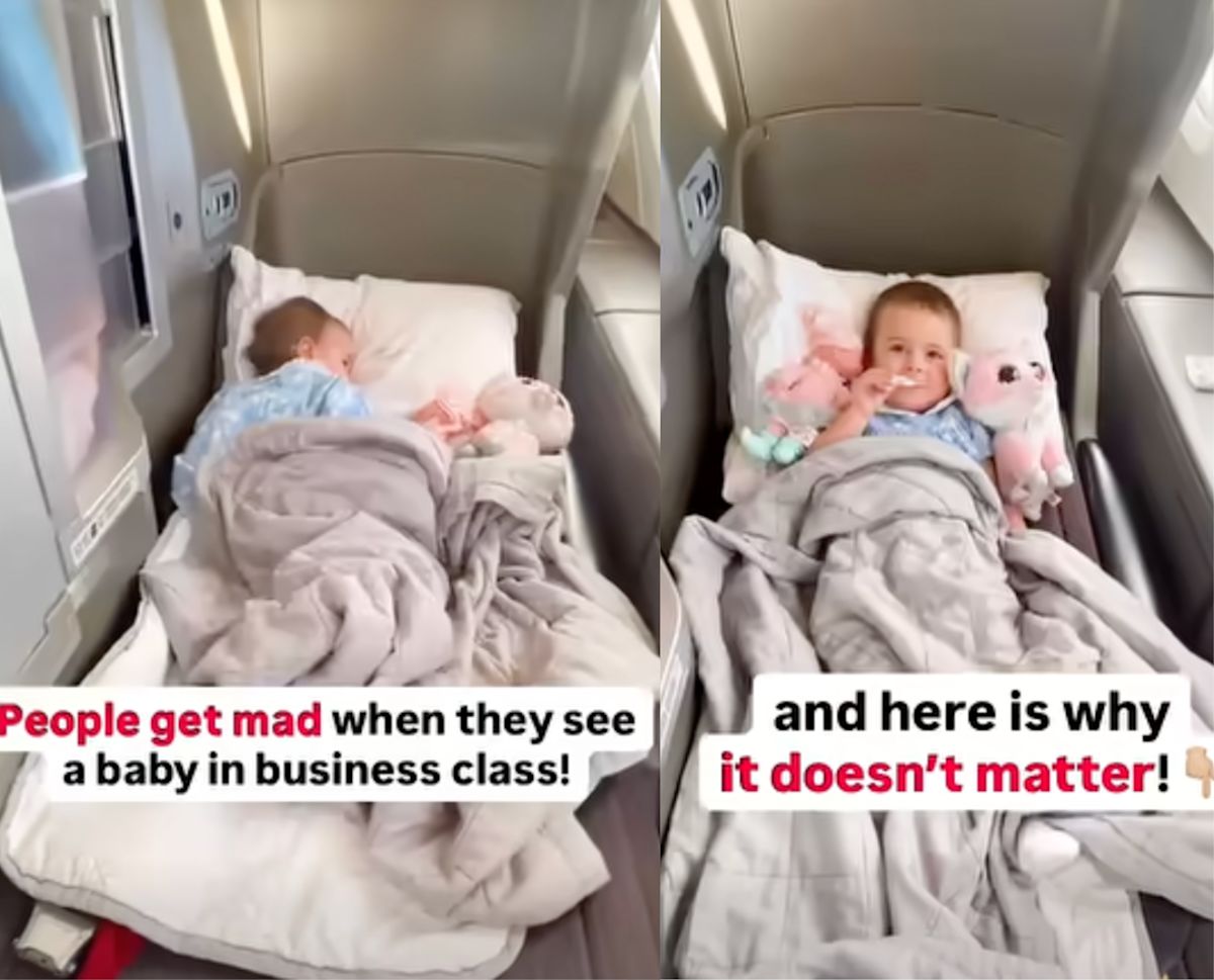 A mom defended flying babies in business class: "People get mad" but "it doesn't matter"