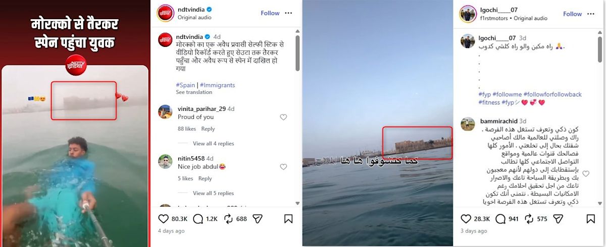 Footage of man at sea with selfie stick falsely linked to Spain's migrant crisis