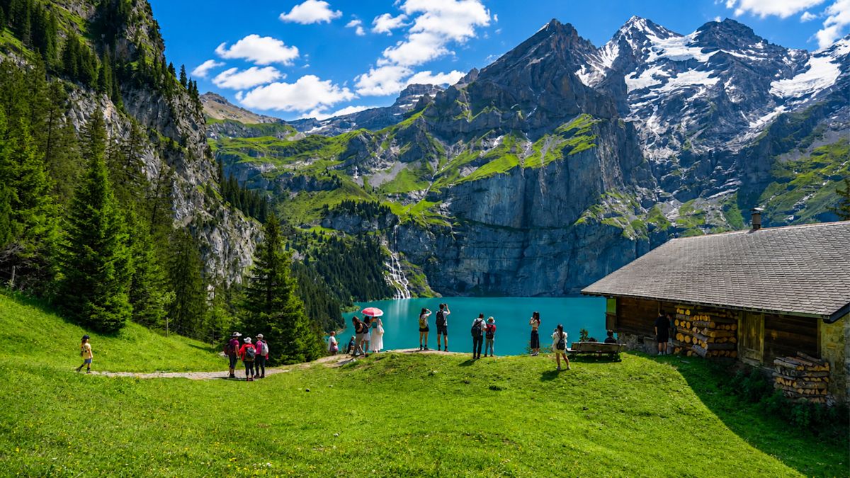 Oeschinensee Switzerland Alpine Lake Walking Tour 4K