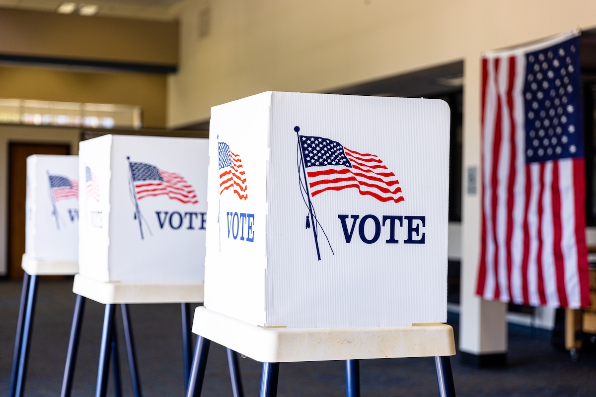 Voting Booths set up in rows on Election Day