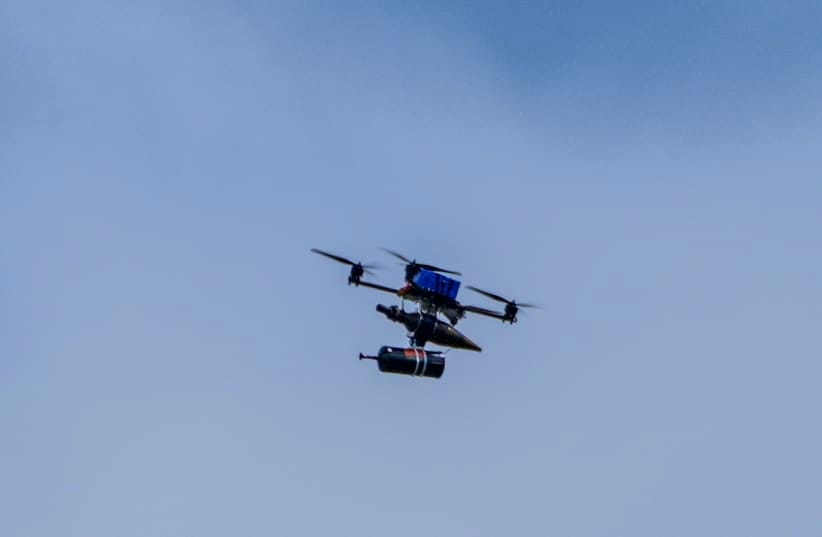 An explosive drone launched by Hezbollah is seen near the Israeli border with Lebanon during a Hezbollah attack in northern Israel, May 19, 2026; Illustrative.