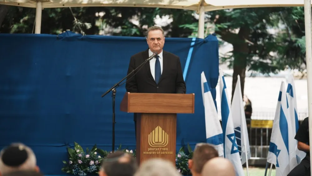 Defense Minister Israel Katz addresses a Rosh Hashanah toast at the Defense Ministry in Tel Aviv, Sept. 3, 2026.
