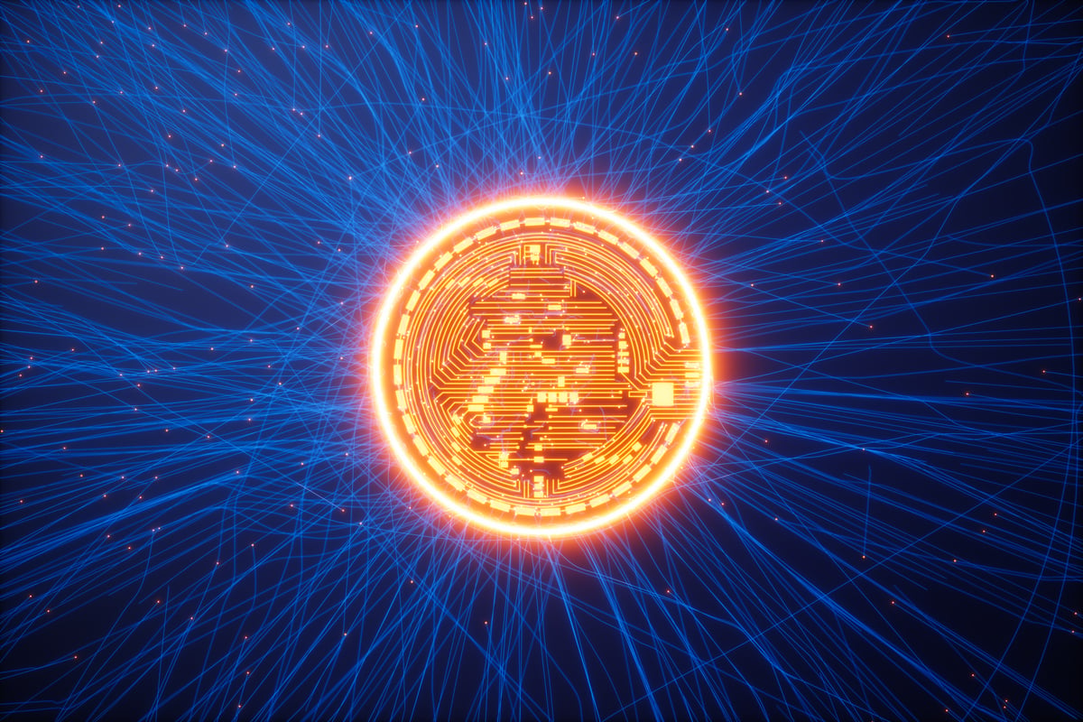 A coin with a circuit printed on it.