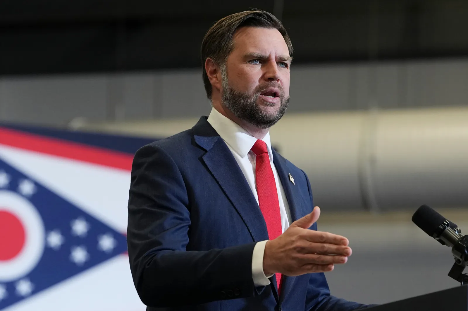 Vice President JD Vance speaking at a campaign rally in Sharonville, Ohio, on Wednesday.